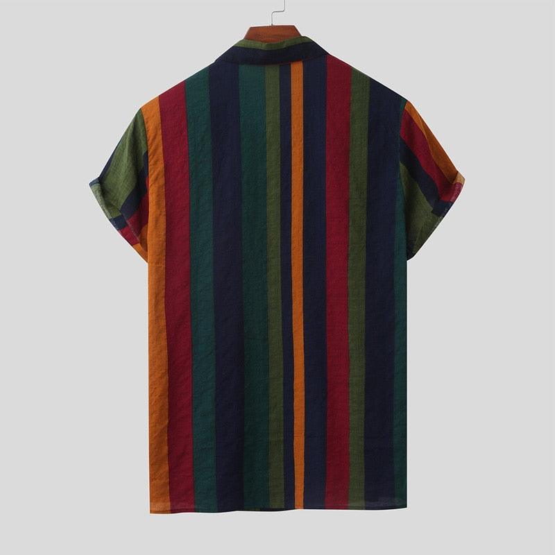 Camisa Manga Curta Leve Listrada Raphaelos - vista lateral