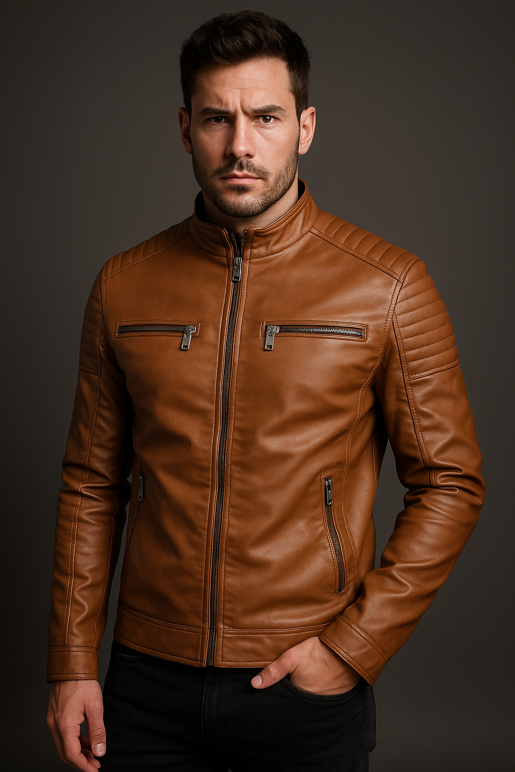 Jaqueta Masculina Couro Italiana