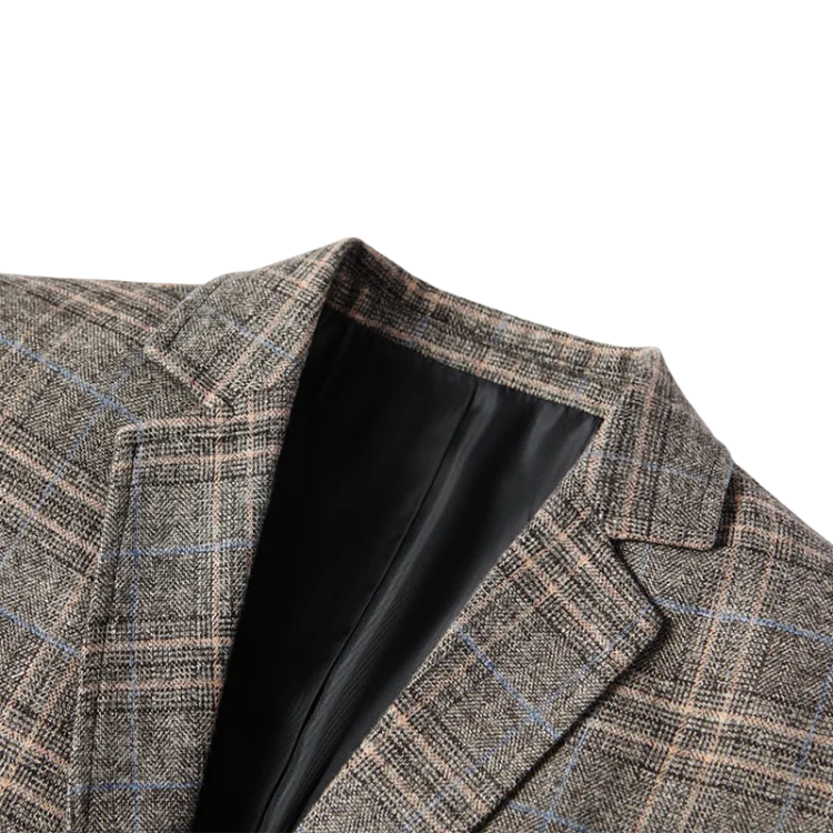 Blazer Masculino em Lã Quadriculado Raphaelos B031 - detalhe