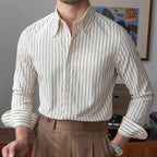 Camisa Social Listrada de Algodão Masculina Raphaelos S056 - vista lateral