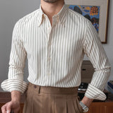 Camisa Social Listrada de Algodão Masculina Raphaelos S056