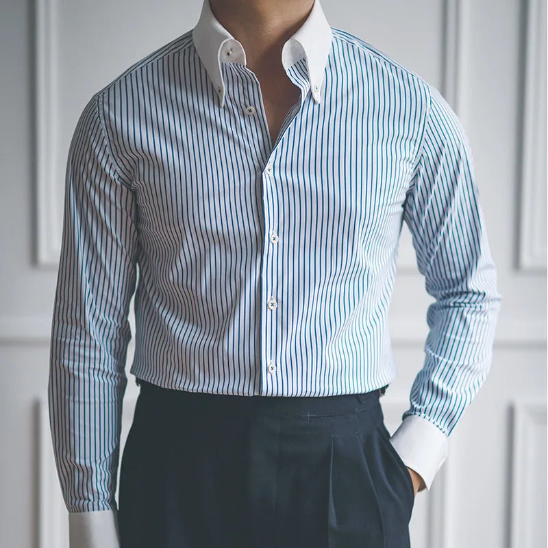 Camisa Social Listrada Masculina Raphaelos S053