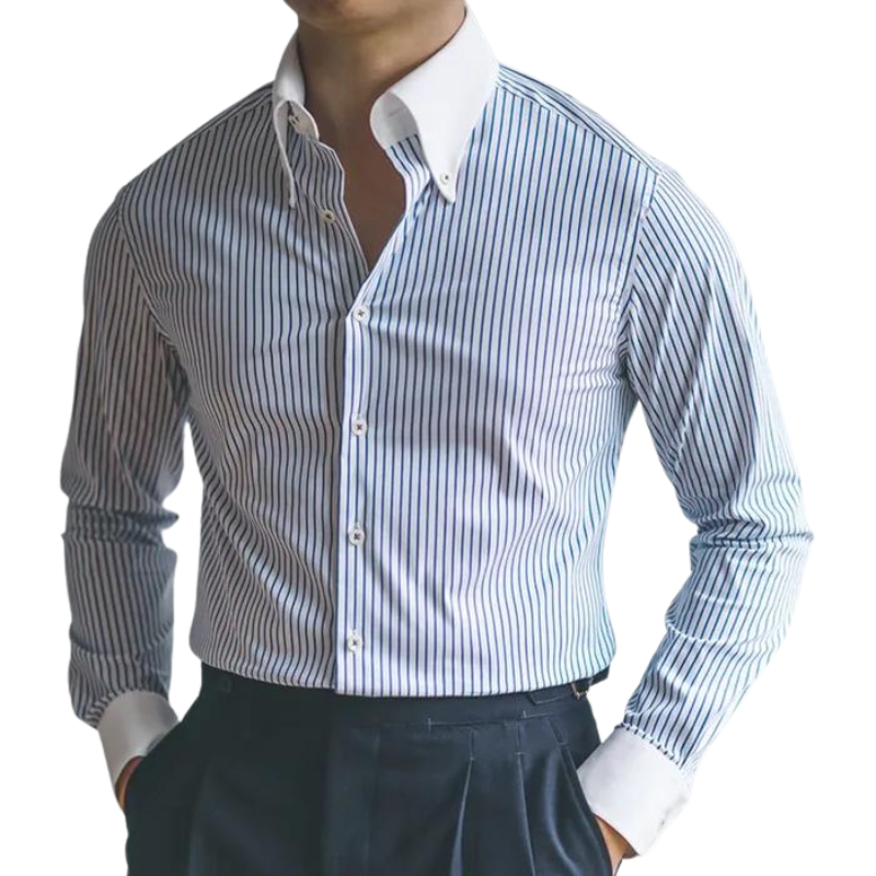 Camisa Social Listrada Masculina Raphaelos S053