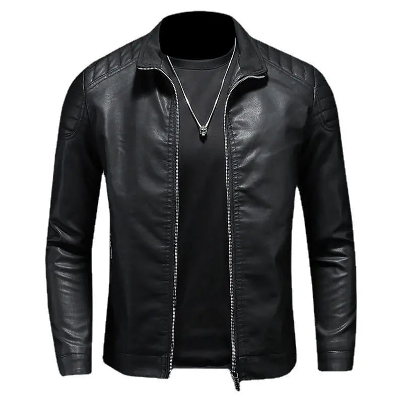 Jaqueta de Couro Motociclista Masculina Raphaelos J167