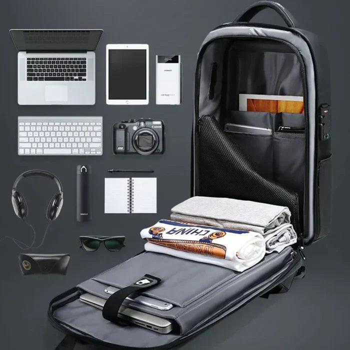 Mochila Executiva Raphaelos S087 - Notebook 14`, Expansível, Impermeável e Porta USB - vista superior