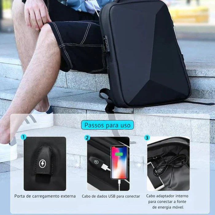 Mochila Executiva Raphaelos S087 - Notebook 14`, Expansível, Impermeável e Porta USB - imagem 6